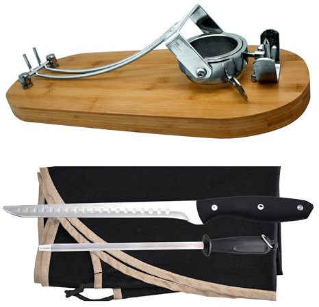 Nerthus FIH 1211 set jamonero plegable cabezal giratorio cuchillo jamonero afilador y funda para cortar jamón