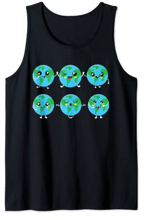 Kawaii Earth Face Cute Earth Day Tank Top