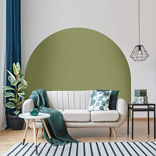 Ambiance Sticker Bed Headboard Arch Wall Stickers | Large Half Circle Wallpaper for Living Room and Bedroom Decoration | L200 x H150 cm - Olive Green