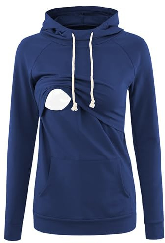 Love2Mi Damen Stillen Hoodie Umstandspullover Langarm Umstandsmode Jacke