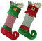 Mineup Medias de Navidad, 2 Piezas 56 x 30 cm Calcetines Navidad Chimenea, Calcetin Navideño de Elfos, Fieltro a Rayas Rojas y Verdes, Bastones de Navidad Personalizados para Decoración Navideña