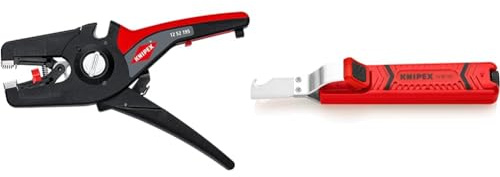 Knipex PreciStrip16 Automatische Abisolierzange 195 mm (SB-Karte/Blister) 12 52 195 SB & Abmantelungswerkzeug mit Schleppklinge schlagfestes Kunststoffgehäuse 165 mm 16 20 165 SB