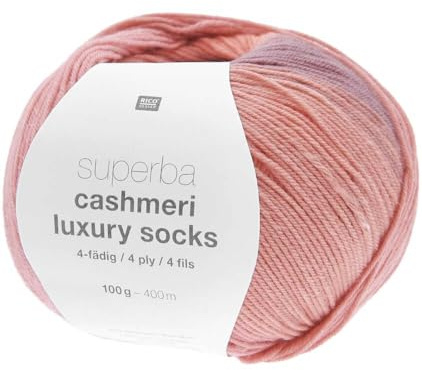 Rico Design Superba Cashmeri Luxus-Socken, 4-fädig, 100 g, weich und luxuriös, für Ihre Füße