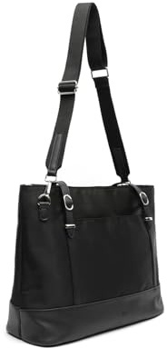 MISAKO Terva bolso shopper grande con bolsillo para portaordenador 15 pulgadas Mujer - Terva Negro 31 X 45 X 15 cm