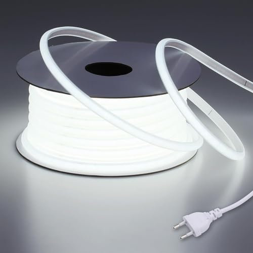 BENLUN 220V Ruban LED COB Exterieur Etanche 20M, 6000K Blanc Froid Flexible Découpable Bande LED 200W CRI 90+ Sans Transformateur, pour Chambre, Gaming, Bureau, Pergola Extérieur