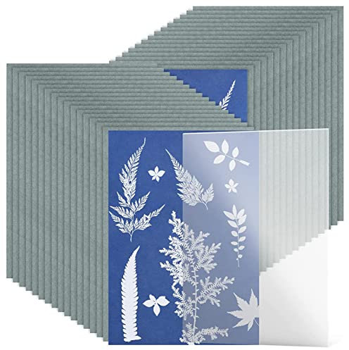 SOYDAN 3 Stück 32 Stück sonnenempfindliches Papier – 32 Blatt bedrucktes Papier mit 1 Blatt Acrylplatte, Cyanotype-Papier, Druckpapier, Natur, hohe Empfindlichkeit