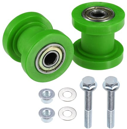Hihaha Tendicatena A Rulli 8 Mm Per Moto E ATV, Set Da 2 Pezzi | Materiale: Plastica E Metallo, Dimensioni Totali: 34X35Mm, Filettatura: M8X1.25, Adatto Per Go-Kart E Pit Bike