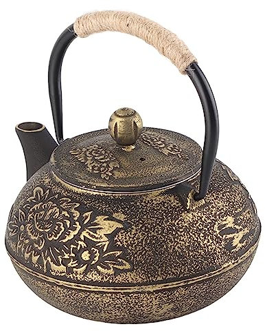 Teiera, Teiera in Ghisa, Teiera Giapponese da 900 Ml, Bollitore Per Il Tè sul Piano Cottura, Teiera in Ghisa in Stile Giapponese con Infusore Rimovibile Teiera Bellissimo Design Martellato