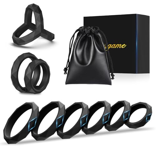 Sex Toys Penis Ring Silicone Cock Rings for Men Erection Sex Silicone, 8 Sizes Cockring Cock Sexual Stimulation Device Ring Pleasure for Men, Adjustable Cock Ring Set Adult Toys