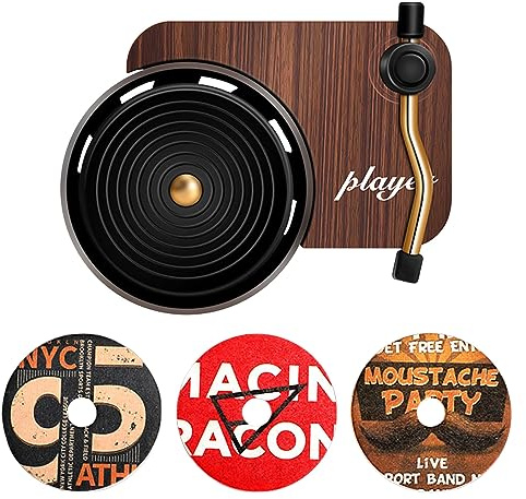 Teksome Car Record Player Air Freshener | Car Diffuser Air Freshener | Retro Car Air Diffuser with Refill Tablets, Auto Decor for Car SUV Truck Interior