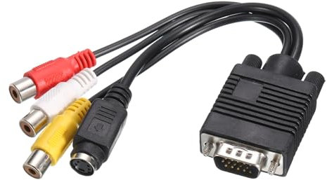 sourcing map VGA to RCA Cable, 3RCA + S-Video Adapter VGA Cable for TV PC Computer