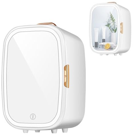 Mini Frigo Cosmetique 20L avec Miroir LED, Petit Frigo De Chambre pour Skincare Fonction Chaud/Froid Rangement Maquillage Mini Frigo pour Voiture, Chambre