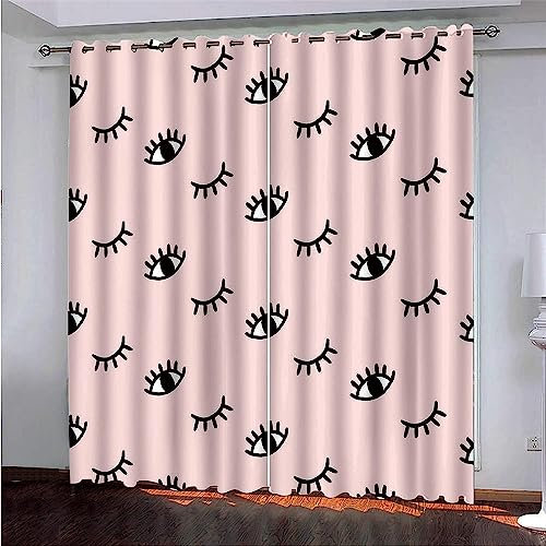3D Verdunkelungsvorhang Ösen Rosa Augen,2Er Set Gardinen Wohnzimmer Gardinen Blickdicht Kinder Vorhänge Schlafzimmer Dekoschals Gardine-1I5R7P8O8X4