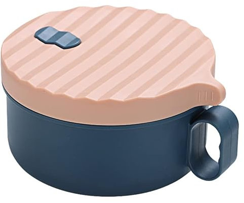 Bol à Ramen Pour Micro Ondes, Grand Bol à Nouilles avec Couvercle et Baguettes, Bol à Soupe Ramen Portable, Bol à Pâtes au Micro ondes Pour la Maison, Le Bureau, L'université, Dortoir (Rose & Bleu)
