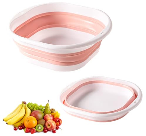 ruitao Collapsible Washing Up Bowl - Folding Hand Wash Basin, Plastic Washing Up Bowl, Retractable Water Storage Basin, Portable Food Storage Camping Bowl, Outdoor Travel Camping Hiking(pink) (S)