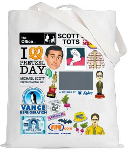 KEYCHIN Borsa da ufficio TV Show Tote Bag Michael e Dwight Fan Regali Ufficio Serie TV Borsa della spesa riutilizzabile Merchandise Ufficio