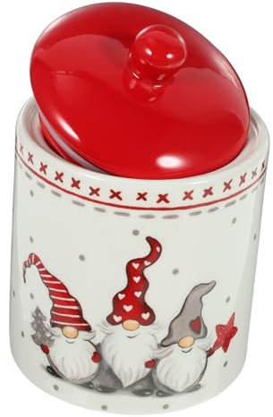 WATIIFUFU Barattolo Ceramico Natale Con Coperchio Contenitore Per Caramelle e Tè Idea Creativa Per Feste Resealabile e Decorativo Per Snack e Tè Sfuso