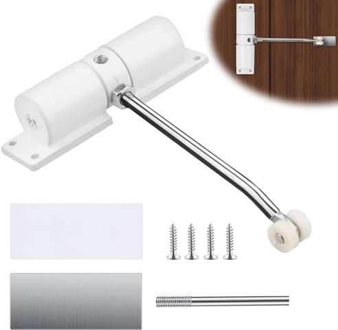 Forhandy Chiudiporta automatica porta interna regolabile chiudiporta a molla senza fori con 4 viti e leva di regolazione per casa, ufficio, camera da letto
