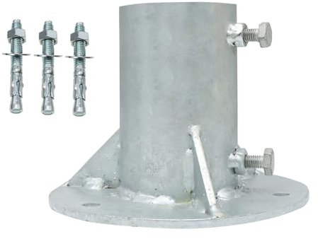 Aiwaiufu Chain Link Fence Post Base, Round Post Base Mount Bracket, Base Flange, for Holding Fence Deck Railing Mailbox Flag Posts (Galvanized, Fit Posts 1-7/8 OD)