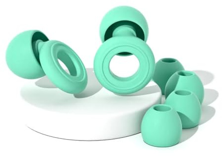 Tapones de Oídos para Dormir | Cancelación de Ruido 28dB | Ergonómicos y Cómodos | Reutilizables | Incluye Estuche, Verde, SML, Silicona