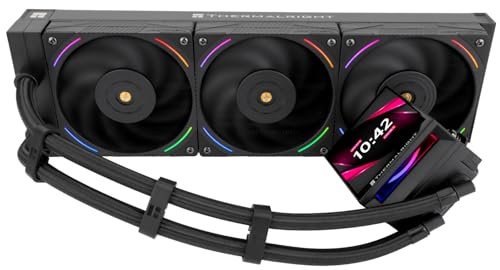 Thermalright Hyper Vision 360 ARGB Black CPU Water Cooler with 3 PWM Fans with 2150RPM,IPS LCD Screen with 480x480 Resolution,Liquid CPU Cooler for AM5;Intel LGA1700/1851,3.95-inch LCD Display