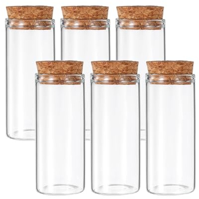 PATIKIL 30ml Reagenzgläser 6 Stück 2.76x1.18 Zoll Glas Klare Flachboden Reagenzglas Behälter Mit Korkstopfen Für Perlen Party Süßigkeiten Badesalz Lagerung Wissenschaftliches Experiment