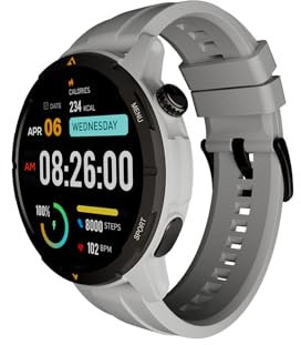 AGM Legion Smartwatch Uomo Donna, Orologio Intelligente Fitness con GPS/Chiamate Bluetooth, Impermeabile 5 ATM/Display AMOLED 1,43/Monitoraggio Salute/100+ Modalità Sportive/300 mAh Batteria/Grigio