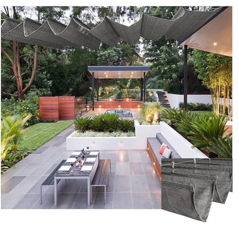 Einziehbare welle sonnensegel，Lichtfilter-Wave Shade Sail Markise，Sonnensegel for Seilspanntechnik, Wintergarten und Terrassen Beschattung, Seilspannmarkise, Anpassbare(W1.5*L3m/W4.92*L9.84ft)