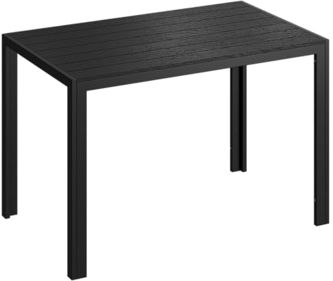 STEELSØN Alaris Gartentisch 115x71 cm, 6 Personen, Schwarz, Metallgestell | Garten Esstisch, Balkontisch, Outdoor Tisch für Balkon, Terrassentisch, Kunstholz Tischplatte, UV- & wetterfest, Gartenmöbel