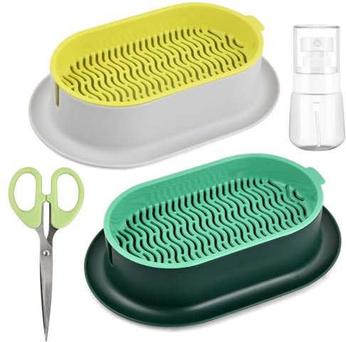 Marjoramy 2 Pezzi Scatola per Piantare, Vaso per Erba Gatta, Scatola per Erba per Gatti, Contenitori Idroponici per Erba Gatta Vaso Germinant, Scatola Idroponica con Forbici e Flacone Spray