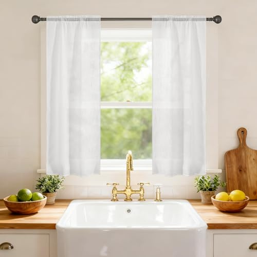 Ystyle Cortinas Translucidas 2 Piezas, 70x120 CM, Blanco