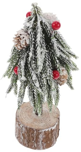 Mobestech Mini-Weihnachtsbaum Mit Roten Beeren Kleiner Künstlicher Baum Für Tischdekoration Weihnachtsdeko Für Innenbereich Holzsockel Und Kunststoffblätter