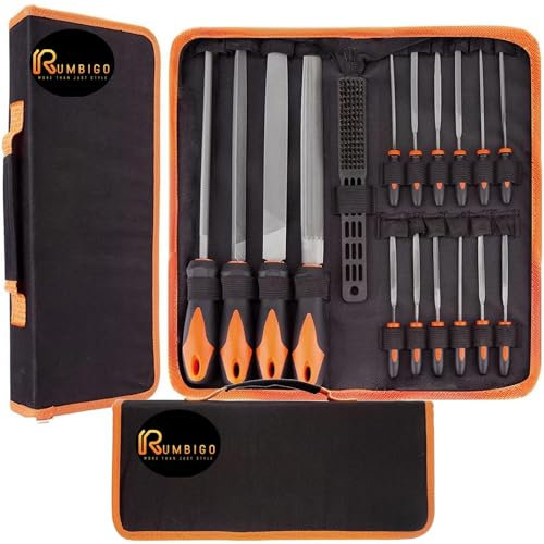 Rumbigo Profi-Feilensatz 17tlg. – Premium Feilenset T12-Stahl, Ergonomische Griffe, Ideal für Metall, Holz & Glas – Umfassendes Präzisionswerkzeug-Set für Heimwerker & Profis.