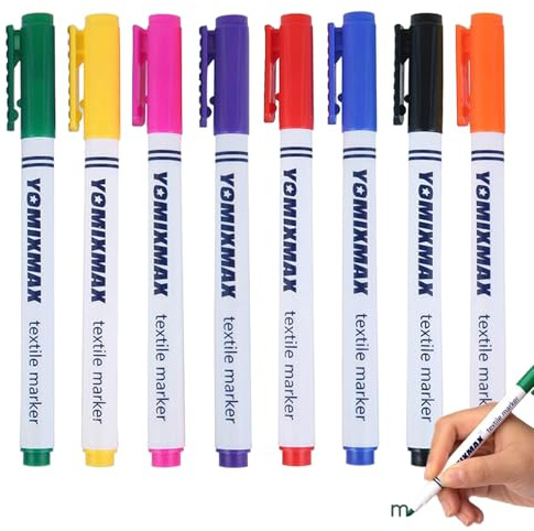 Rnigra 8pcs Fabric Pens Permanent for Clothes, Permanent Fabric Markers, laundry marker pens permanent for Clothes, for Diy Painting on T-Shirts, Canvas Handbags, Pillowcases, Cushions, Shoes, etc.