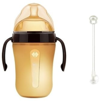 Biberon in silicone per bambini - Set di alimentazione naturale con valvola anti-colica, capezzolo a collo largo, 0-6 mesi, 250 ml, senza BPA