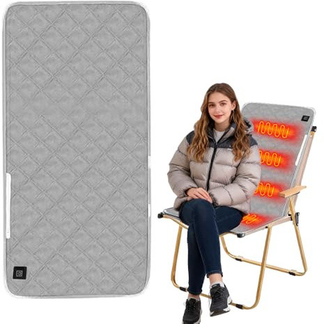 Dhqkqg Riscaldante per Sedia, 45 x 90cm Cuscino Riscaldato per Sedia, USB Cuscino per SedIa Riscaldato, Portatile CuscIno RIscaldato per Sedile da Stadio, 3 Livelli di Temperatura, per Casa, Esterno
