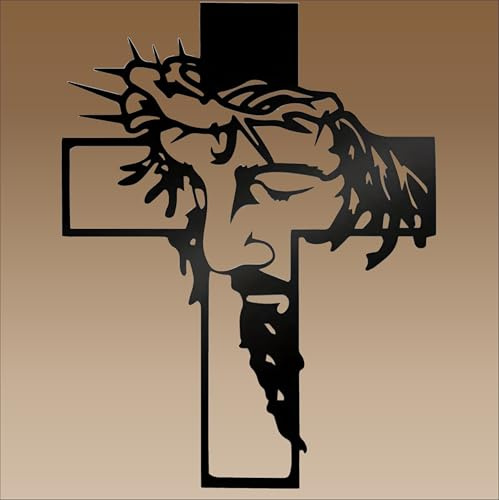 Black Metal Jesus Wall Cross Decor, Carved Christian Wall Sculpture for Home, Church, or Office, Religious Gift for Women, Mother’s Day, Baptism, or Spiritual Home Decor