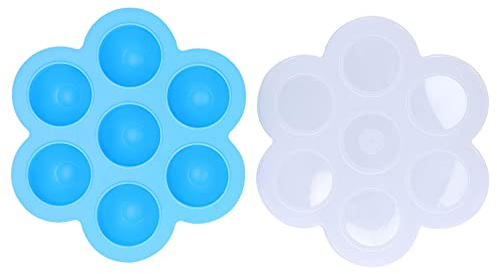 ANKROYU Silicone Food Recipe Flexible 7 Grid Alimento Caja de almacenamiento con tapa para helados de alimentos para bebés Sky Blue 21x5cm