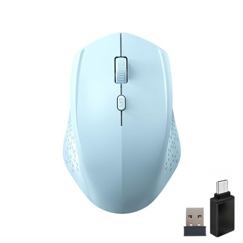 Wowssyo Souris sans fil 2,4 G USB et Bluetooth - Double mode - Souris ergonomique pour PC - Avec DPI réglable 800/1200/1600 - Pour ordinateur portable, PC, iOS, Android, iPad, Windows - Bleu
