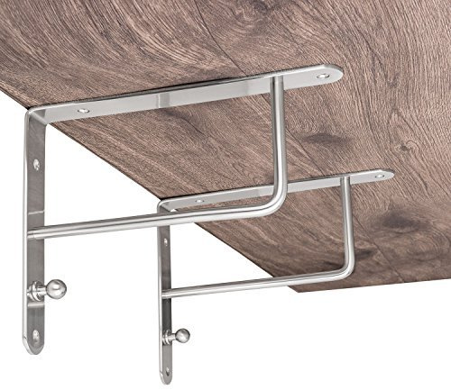 Gedotec Design Garderobenkonsole Edelstahl Regalkonsole Schwerlast-Regalträger Metall - SINGA | Stahl massiv | Wand-Halterung mit Tragkraft 40 kg | 2 Stück - Wandwinkel für Regalböden & Holzbretter