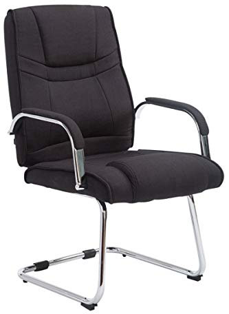 CLP XXL-Freischwinger Attila Mit Metallgestell Und Armlehne I Bürostuhl Mit Stoffbezug Und Polsterung I Bis 180 KG Belastbar, Farbe:schwarz