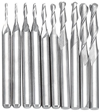 10 Stücke 1-3,175Mm 1/8 Zoll Schaft Hartmetall Kugelfräser 2 Flöten Cnc Schneidwerkzeug