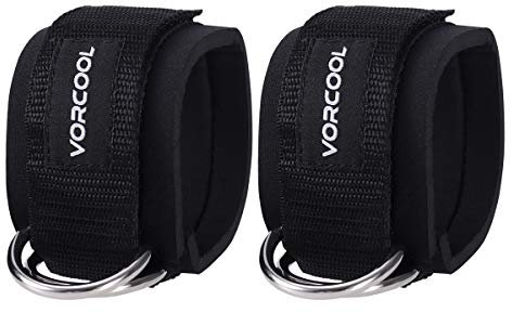 VORCOOL 2 stücke Sport Fesselgurte Padded D-Ring Fußmanschetten für Gym Workouts Kabel Maschinen Bein Übungen mit Tragetasche (schwarz)