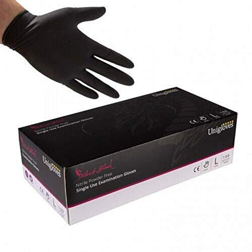 We Can Source It Ltd - Nitrile Powder Free Examination Gloves - Tattoo Tattooist Valeting Mechanic Black Disposable Gloves - Small - 100 Gloves (1 Box)