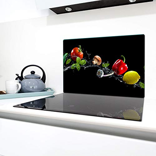 QTA | Couverture en céramique 1 pièce 80 x 52 cm plaque de cuisson en verre électro-induction Protection anti-éclaboussures Plaque à découper Légumes