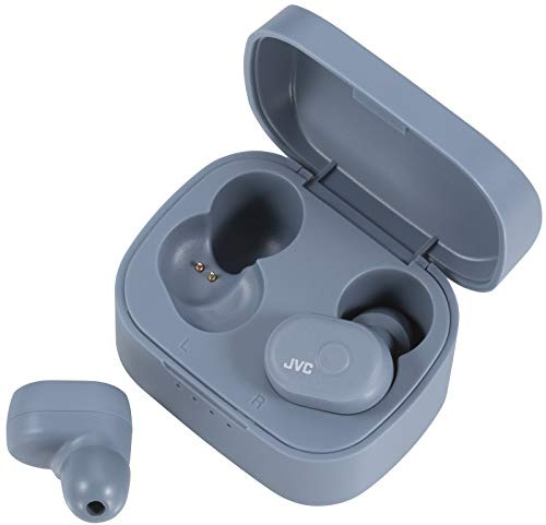 JVC - HA-A10T-HU - Écouteurs Bluetooth intra-auriculaires vraiment sans fil avec écouteurs en mousse à mémoire, couleur Misty-Grey (étanche IPX5, 4 + 10 heures d'autonomie)