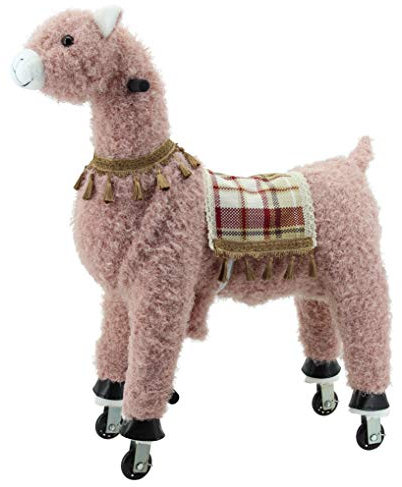 Sweety Toys 11391 Reittier groß Alpaka rosa auf Rollen für 4 bis 9 Jahre-Riding Animal