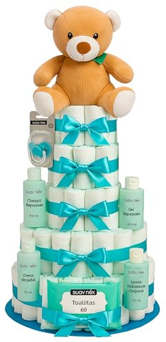 Torta Di Pannolini XXL Neonato Personalizzabile Regalo Baby Shower Battesimo Con Accessori Utili Per Bambino o Bambina 0-3 Mesi Con Giochi Pannolini e Set Prodotti Cura Del Neonato Regalo Nascita