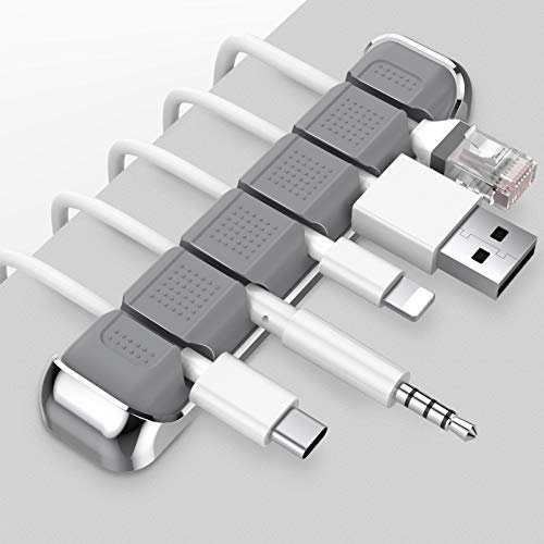 AHASTYLE Kabelhalter Kabel Organizer mit 5 Steckplätzen Kabelmanagement Schreibtisch Kabelclip Organisation für Büro Zuhause und Auto USB-Kabel/Netzkabel/Draht (Grau)