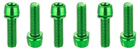 Chooee Schrauben für Fahrradlenker, M5 x 18 mm, Schrauben für MTB/Rennrad, 6 Stück, Grün